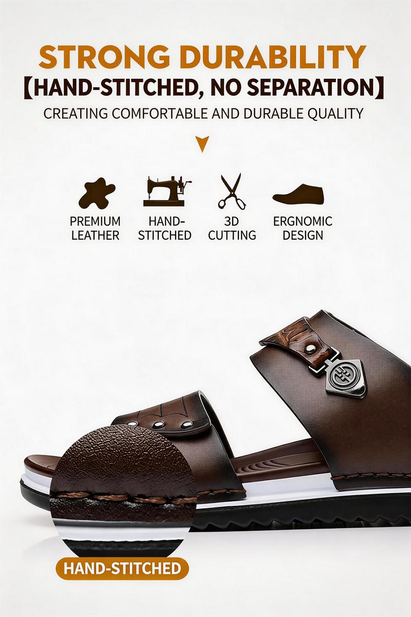 Water-Resistant Premium Vegan Leather Slides for Men | Quick-Dry Anti-Peel Outdoor Beach Sandals | Easy Clean Synthetic Footwear | sport flipflops daily