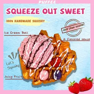Ice Cream Waffle Food-grade Silicone Squishy Toy, Creamy Soft Adhesive Toy, Taba Squishy, Happy Game Pinching Toy, Slow Rebound