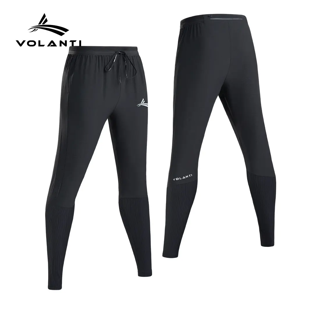 Volanti Ribbed Compression Sports Leggings - High-Elastic Tight-Fit, Rapid-Dry, Breathable, Windproof, Lightweight, No-Pressure for Track and Field, Road Running, Gym Training