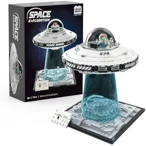 Creative UFO Galaxy Interstellar Starship Buildable Blocks Kit, Collectible Construction Set, STEM Fun Educational Toy, Spring Easter Gift for Ages 8+ Kids
