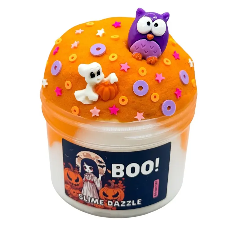 Boo! Halloween Slime White and Orange Cloud Slime Non Sticky