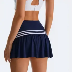 Tennis Skirt Stretch Ultra - Navy Blue with White Stripes for Athletic Wear