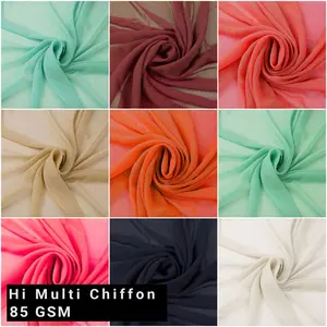 Multicolor  Ideal for Apparel, Draperies, Home Decor & DIY Fabric by the Yard - 85 GSM, 58" Wide Hi Multi Chiffon Washed, Light Weight, Anti-Wrinkle, Breathable,–  Non-Stretched Fabric - SKU 500