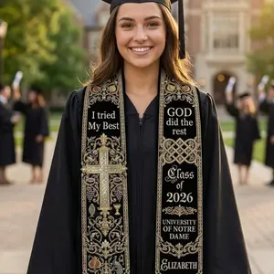 Christian Gothic Graduation Stole for Men 2026, God Did The Rest Stole, Personalized Graduation Sash , Faith Grad Gift,Catholic Senior Stole