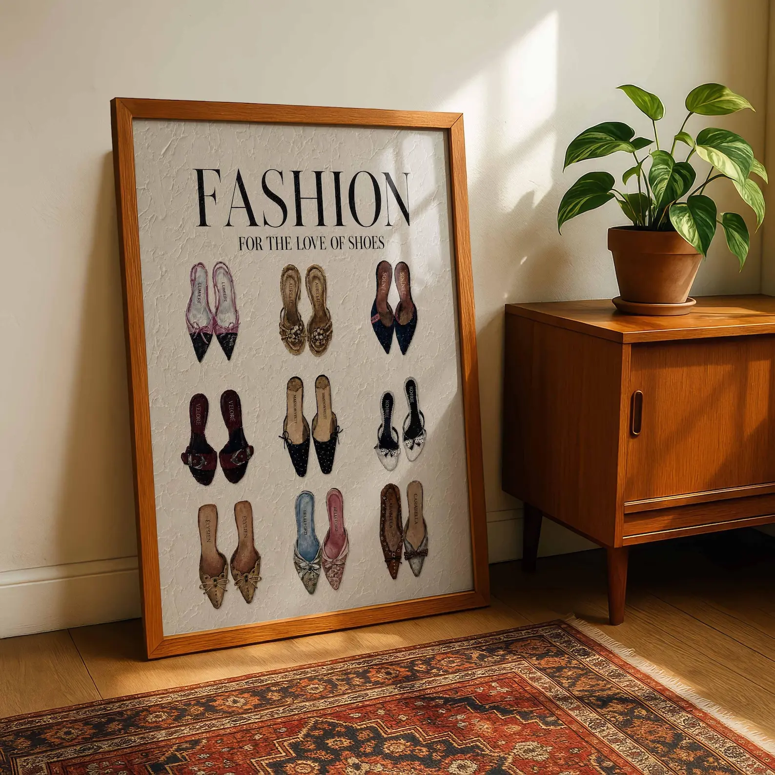 Fashion Shoe Glossy Poster, Luxury Footwear Wall Art Print, Designer Shoe Collection Decor, Closet Aesthetic Room Art