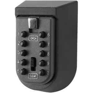 Key Lock Box for Key, Lock Box with Combination Lock Wall, 10 Digits Password Security Lock Boxes, Key Box with Code Push Button for Outside & Inside Hide A Key