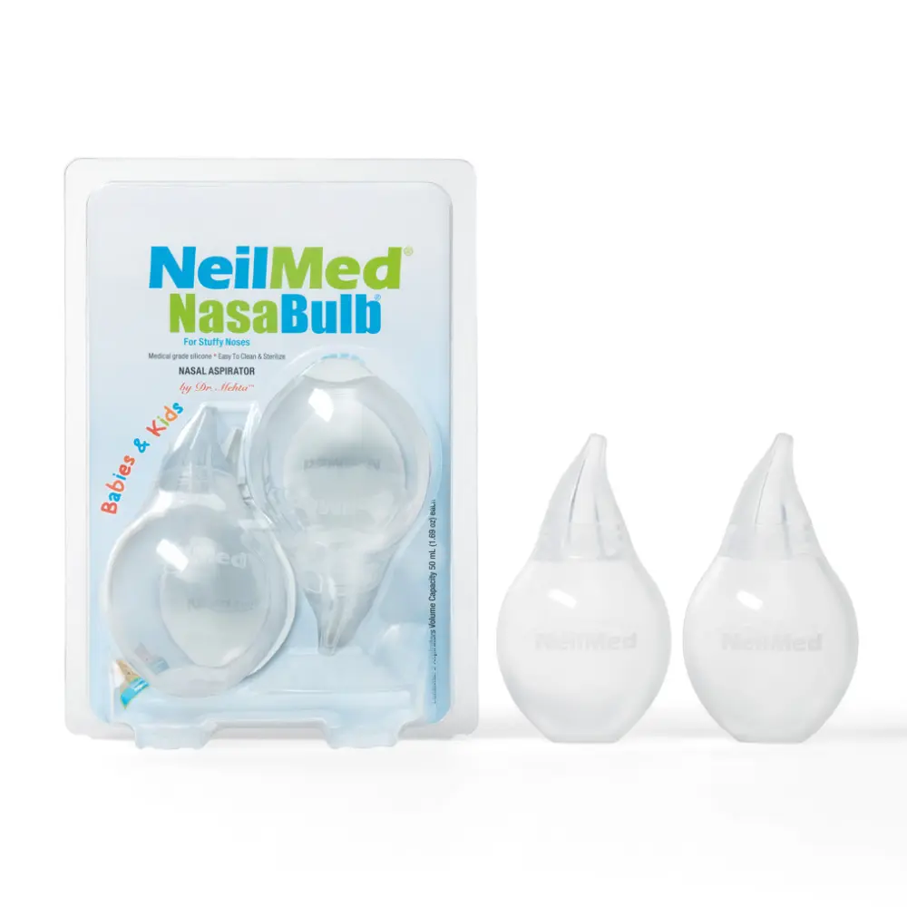 NeilMed NasaBulb Nasal Aspirator for Babies & Kids – 2 Count, Soft Silicone Tip, Clear Design, Sterilizable & BPA-Free, 50 mL NeilMed NasaBulb Nasal Aspirator for Babies & Kids – 2 Count, Soft Silicone Tip, Clear Design, Sterilizable & BPA-Free, 50 mL