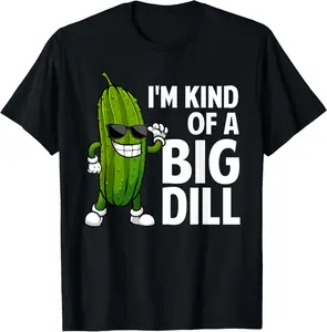 100% Cotton  Unisex Funny Pickle Design for Men Women Big Dill Pickle Lover T-Shirt