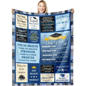 Graduation Gifts for Her Him Class of 2025 Throw Blanket for Women Men 025 Graduation Decorations High School Seniors Gifts for Him Her 2025 Graduation Blankets College Graduates Blankets 50" X 60"
