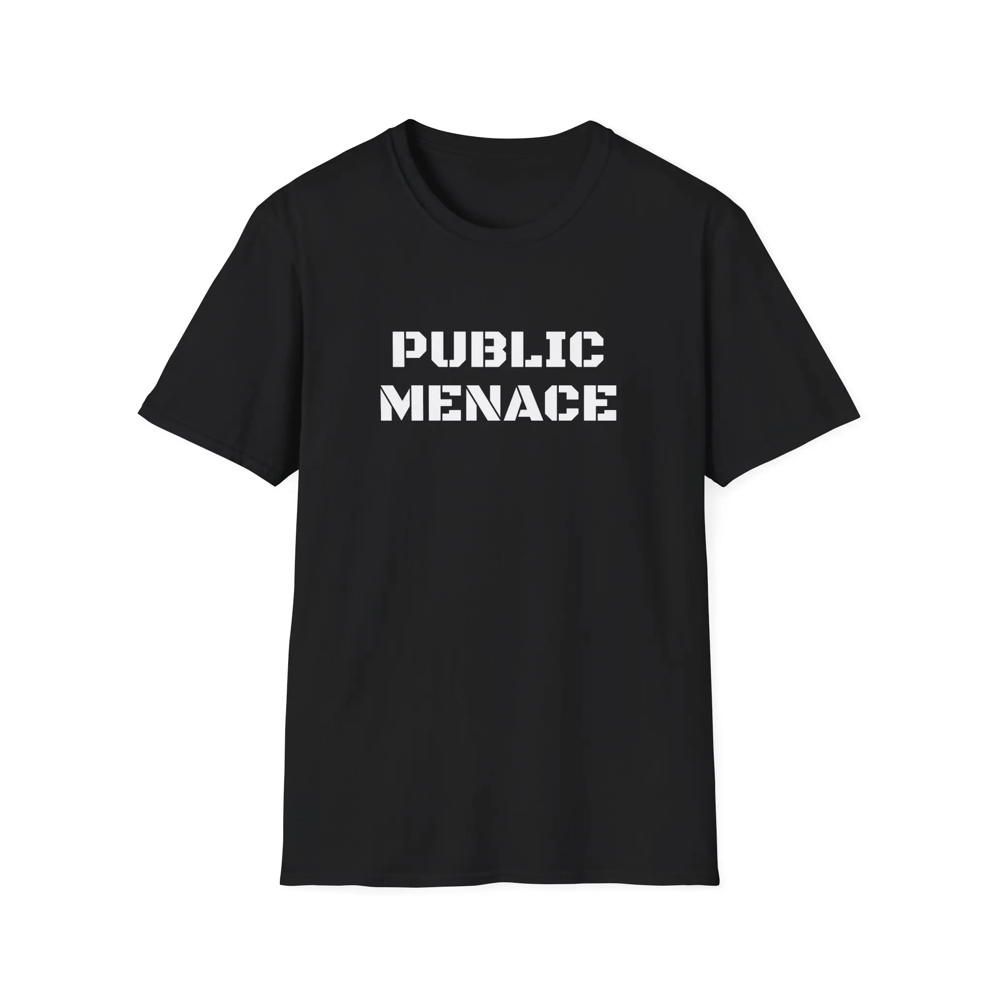 Public Menace T-Shirt | Stencil Military Text, Unisex Statement Graphic Tee