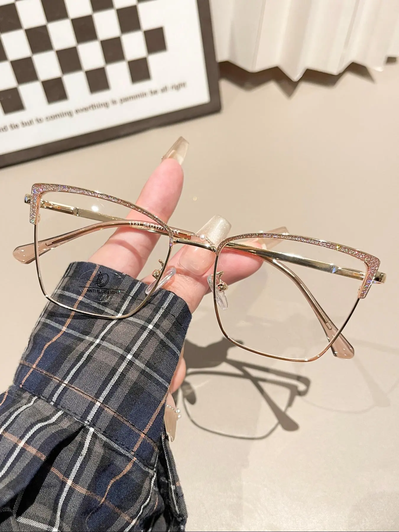 Cat Eye Frame Eyeglasses, Trendy Eyeglasses for Women & Girls, Fashion Eyeglasses for Work, Daily Clothing Decor, Perfect for Student Daily Use