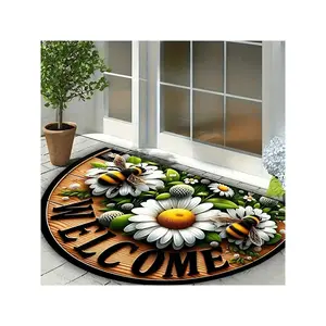 1pc Non-Slip Machine Washable Polyester Doormat With Pebble Design Entrance , Soft Anti-Fatigue Welcome  For Indoor And Outdoor Use, Fade Resistant Home Decor Rug Home Bathroom Decor Floor Carpet Outdoor Rug Door  black kawaii star mat