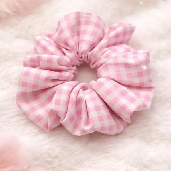 Pink Gingham Cotton XXL Scrunchie