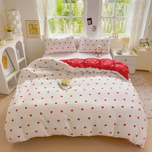 3PCS (1*Quilt Cover + 2*Pillowcases) Quilt Cover Set Cute Kawaii home bedroom hotel comforter cover duvet  covers room essential