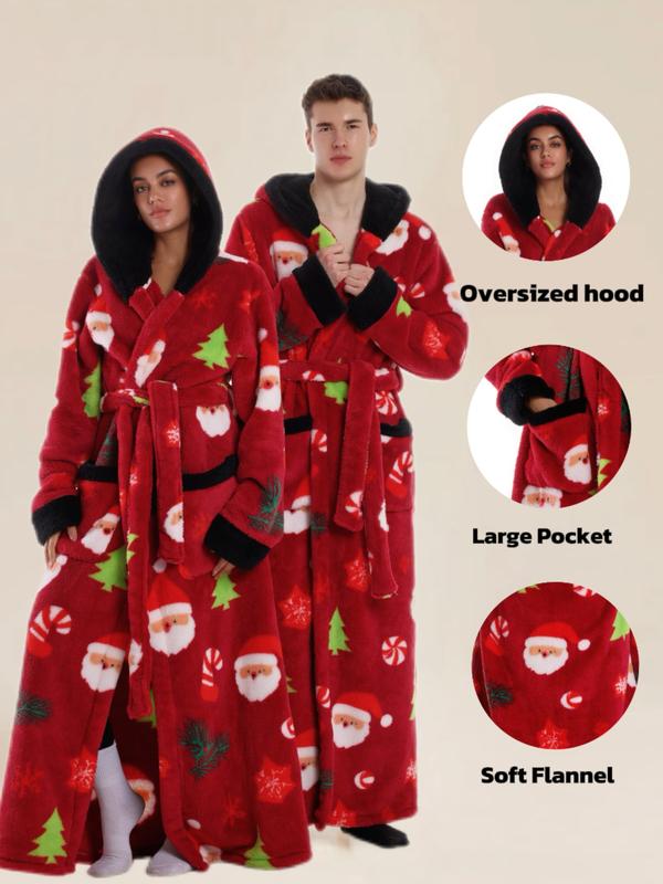 Skull Christmas Series Hooded Bathrobe, Elegant Casual Home Sleepwear, with Pockets, Long Sleeve, Fall & Winter Gift
