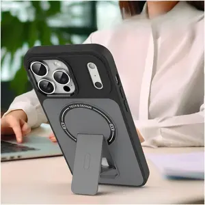 Compatible with  17 Phone Case Dark Blue Sound Bracket iPhone 17 Pro Max Magnetic Simple 16 Pro High-end Feel 15 Matte 14 New Anti-drop 13 Fashion Metal Frame Air