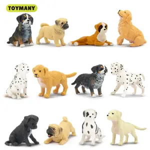TOYMANY 12PCS PVC Plastic Mini Dog Figurines Playset - Realistic Look Hand-Painted Puppy Figures, Cake Decoration Toppers, Ornaments, Christmas Gift for Kids Aged 3+