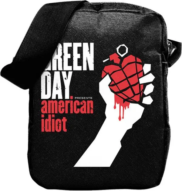 Green Day Rocksax American Idiot Graphic Crossbody Messenger Bag - Black, Synthetic, Adjustable Strap, Zip Stash Pockets [SPECIAL PRODUCTS], Multi-Compartment