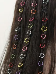 30PCS Set Y2K Star Hair Jewelry for Braids Accessories, Hair Beads for Braids, Gold Silver Colorful Hair Accessories, Braids Rings Cuffs Clips for Dreadlock Accessories Dreadlock Beads Metal Hair Clips Decoration