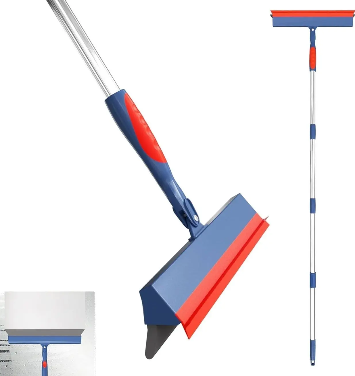 Floor Squeegee for Concrete Floor, 15.8" Large Heavy Duty Squeegee for Floor with 60" Garage,Concrete,Tile,Bathroom,Window Glass Cleaning
