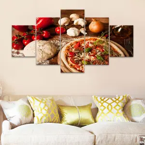 Food Themed Canvas Unframed Painting, 5 Counts/set Modern Wall Art Poster, Wall Art Decor for Home Living Room Bedroom Office, Ornaments