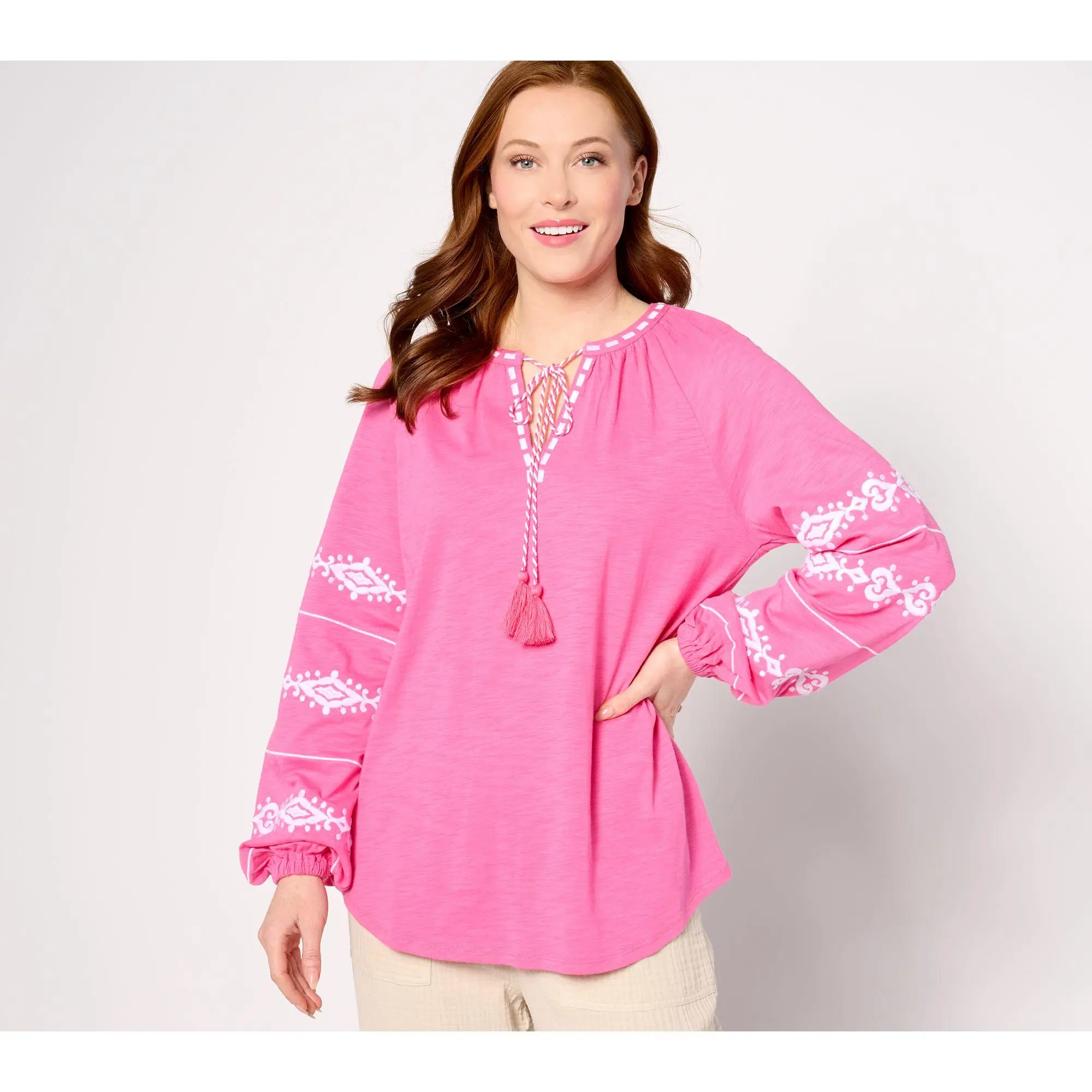 Belle Beach by Kim Gravel Santorini Fantasy Embroidered Top