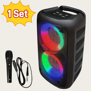 Premium Wireless Boombox Speaker - Large Stereo Sound, Built-in Microphone, Subwoofer, Party Speaker with Powerful Sound, Outdoor Party Speaker with Disco Light and Wireless Connectivity Audio