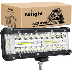 Nilight 7-Inch Triple Row Flood-Spot Mix Side Shooter Work Light, 75W, 15000 Lumens, 200° Light Coverage, 6063 Aluminum Housing, 9-30V DC, Adjustable & Durable Bracket, Off-Road Lighting for Truck, ATV