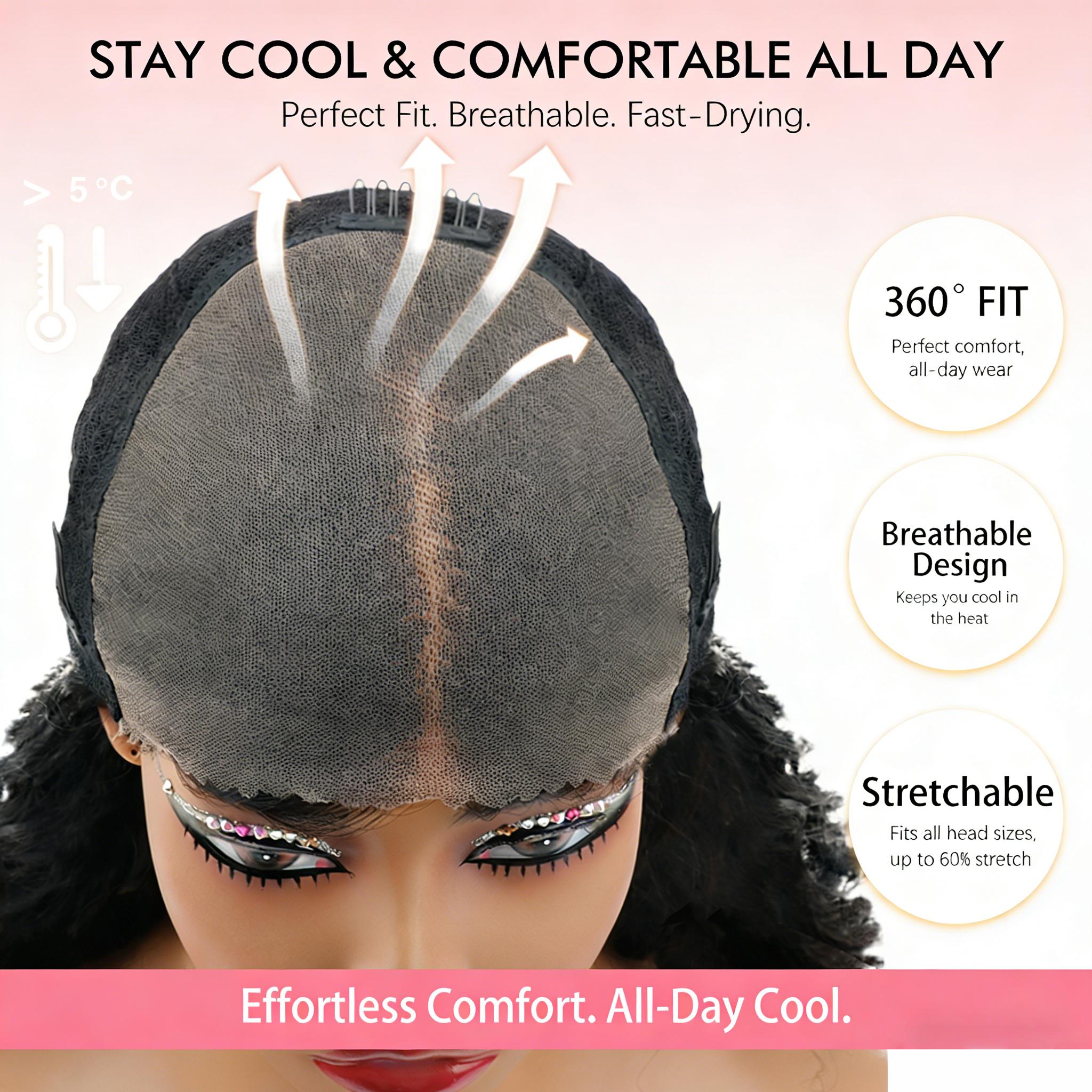 [Upgrade Drawstring ]GOULUS 7×6 Glueless With Drawstring Deep Wave Ready To Go Wig Pre Cut HD Lace No Glue Needed Perfect for Beginners Super Easy to Put On & Take Off Burmese Curly Natural Looking Hairline Full Density Human Hair For Black Women