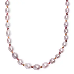 Lavender Pearl Rhodolite Garnet and Hessonite Garnet 10 ctw Necklace in 18K Vermeil Yellow Gold Over Sterling Silver 18 Inches Christmas Gifts