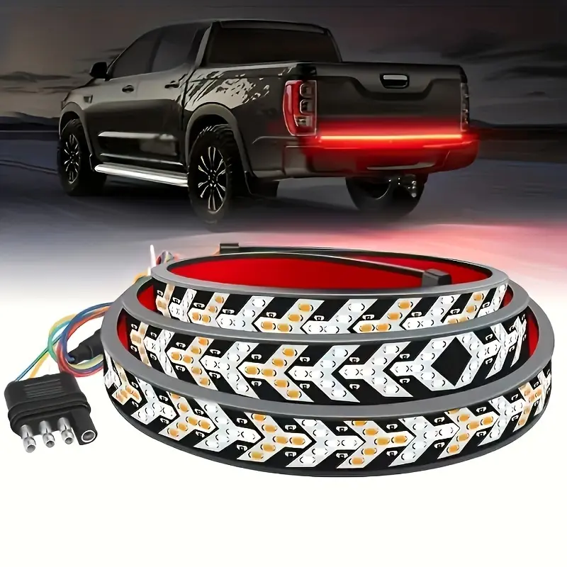 60in LED Arrow Light Strip for Trucks - Red & Yellow Flowing Turn Signal, Rear Gate Decorative Light, 12V, Bright White & Amber Lights, Easy Installation, Enhances Vehicle Safety, LED Light Bar for Truck