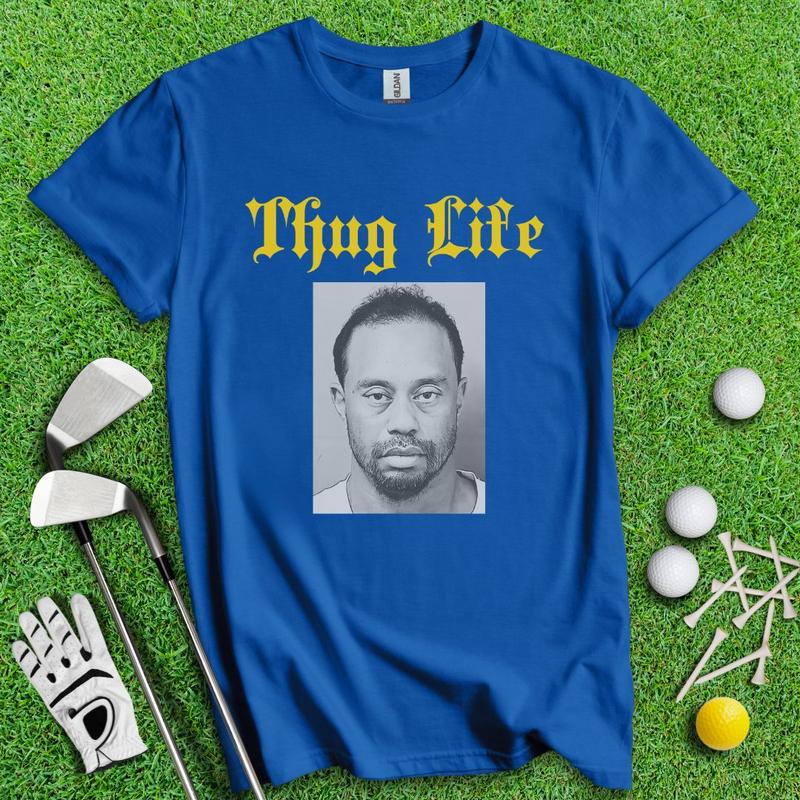 Thug Life - Tiger Woods Mugshot T-shirt, Find Your Unique Style, Dynamic Prints, Men And Women, Classic Cotton, Menswear Top, Unisex