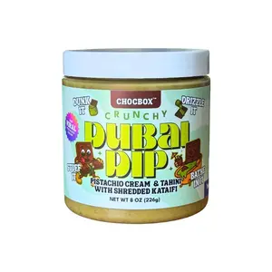 HOT - HOT - Chocbox Viral Dubai Dip – Pistachio Cream & Tahini with Shredded Crispy Kataifi or Cookie Butter with Shredded Crispty Kataifi – Sweet & Savory Spread – Crunchy Dessert Dip (8oz, Pistachio)