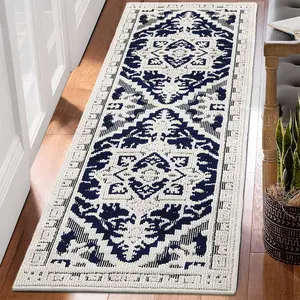 【GARVEE】Vintage Medallion Textured Area Rug: Traditional Low Pile Carpet with Non-Slip Backing, Ideal for Living Room, Bedroom, Dining Room, and Home Office Decor. Non-Shedding and Durable Floor Cover.