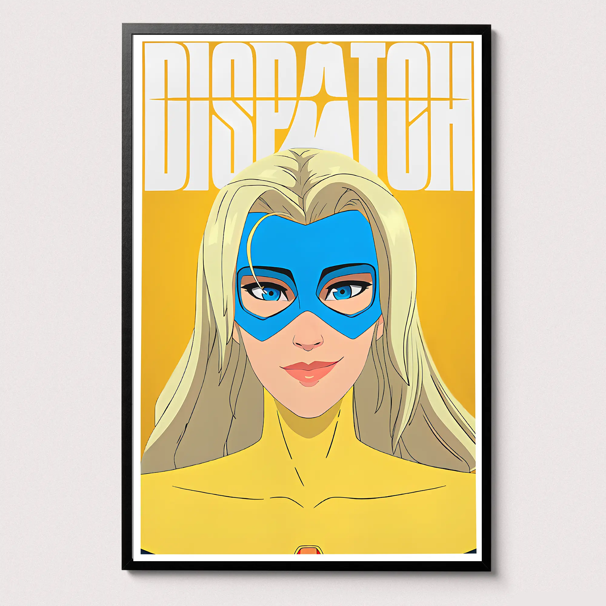 Blonde Blazer – Dispatch Superhero Comedy Poster, Vibrant Yellow Character Wall Art Print, Aesthetic Decor for Bedrooms & Gaming Rooms, Perfect Gift for Fans of Choice-Based Games