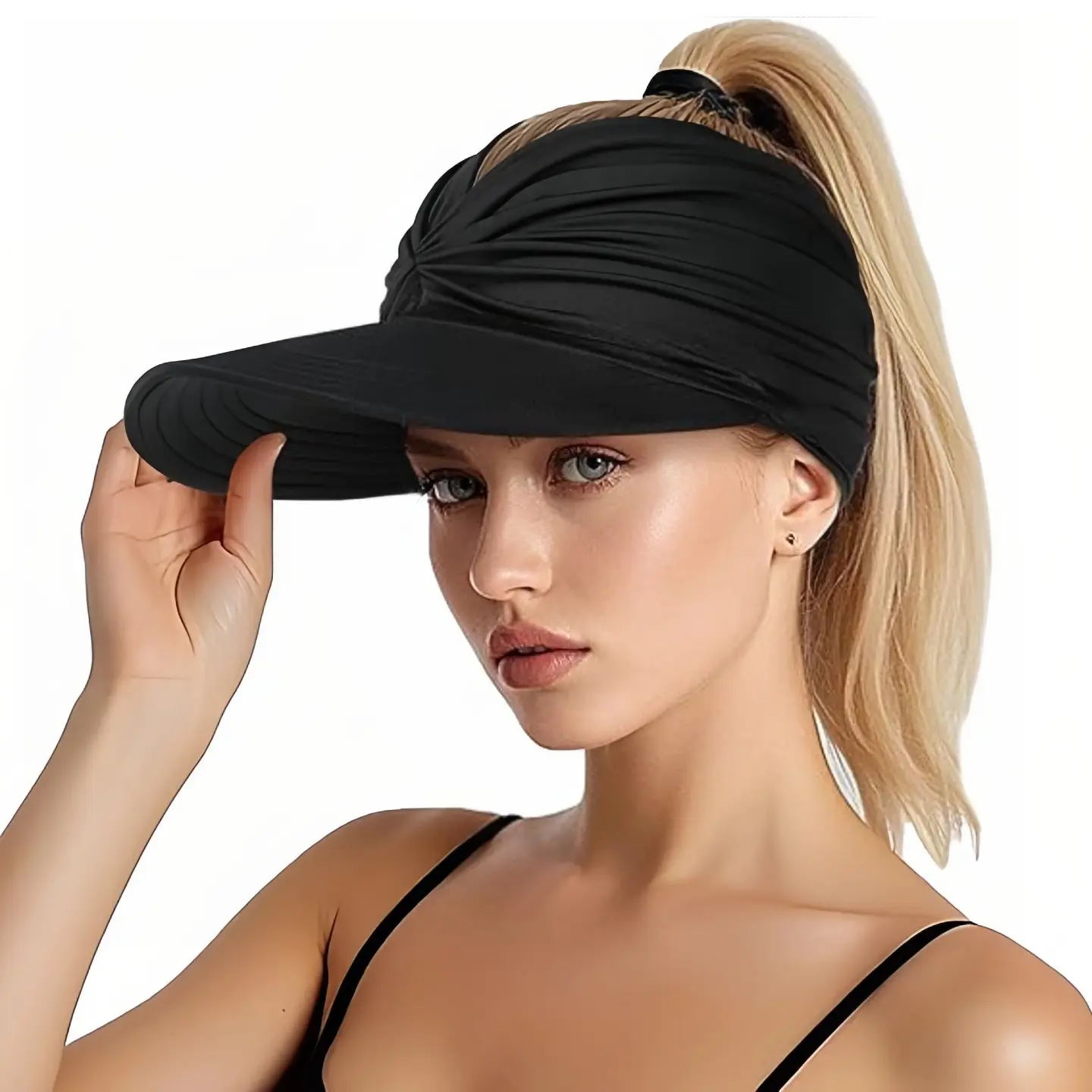 Womens Sun Visor Hat Wide Brim Summer Sun Hats UPF 50+ UV Protection Beach Hats Foldable Golf Visor for Women camping daily outdoor wear