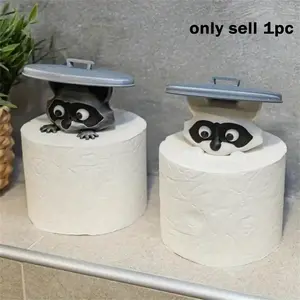 Bear Toilet Paper Holder Set, Fun Independent Bathroom Kit, 3D Printed Bear Design, Cute Bath Decor, Humorous Napkin Roll Storage, Toilet Paper Holder Raccoon, Toilet Paper Organizer, Bathroom Accessories, Bathroom Supplies