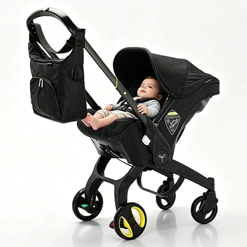 (No Latch Base) Multifunctional Newborn Baby Stroller - with Free Bag,Nylon, Silent Shock-Absorbing Wheels, Aluminum Alloy Frame, Foldable, Adjustable, 5-Point Seat Belt with Chest Clip, 2-Way Push, Free Bag, Travel-Friendly #DealsForYouDays