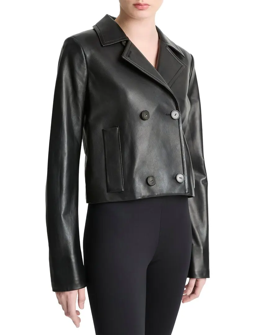 Vince Shrunken Leather Peacoat