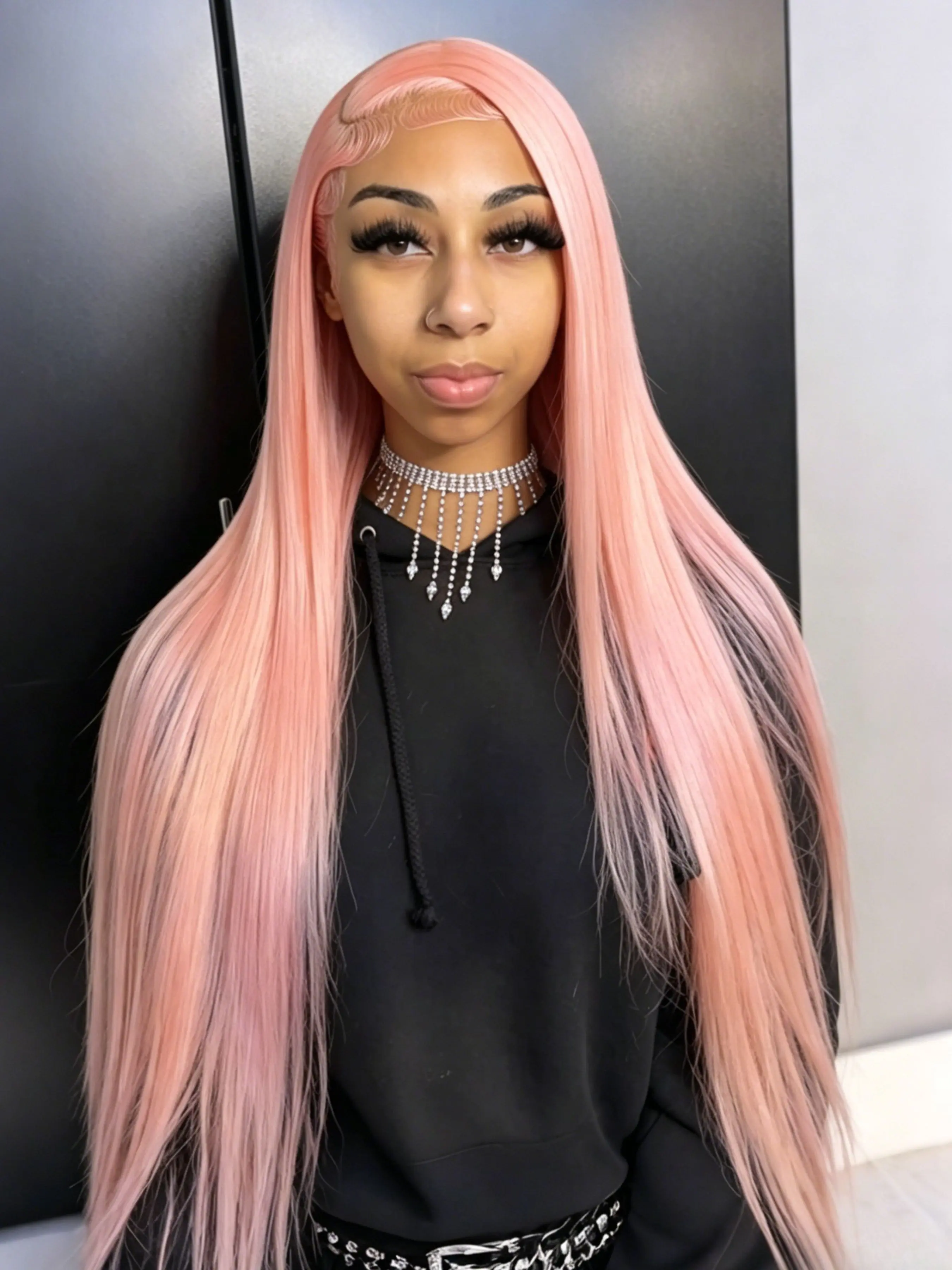Light Pink 13×4 Lace Front Straight Wig, Lace Front Wigs, Free Parting, Natural Hairline, Heat-Resistant Synthetic Fiber, 28 Inch Straight Wig, Perfect for Coachella Music Festival, Women's Parties, Cosplay and Stage Performances