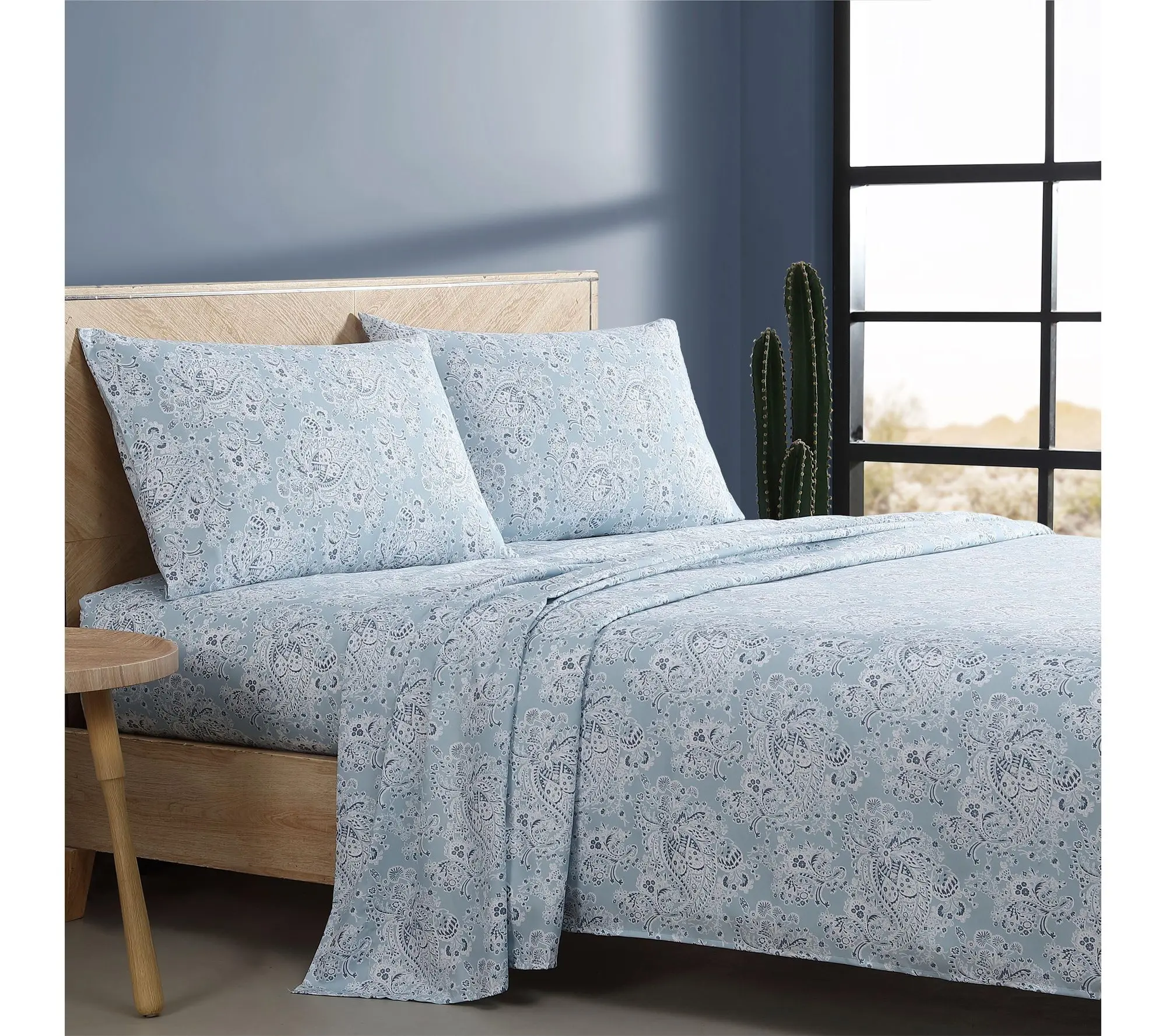 Wrangler Prairieland Paisley Blue King Microfiber Sheet Set