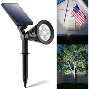 Solar Spot Lights Outdoor Waterproof for Flag, Tree, Plant, Garden, Yard, House, Bright LED Outside Landscape Spotlights for Accent Uplighting Backyard, Patio, Pathway, Statue, Palm Tree, Sign