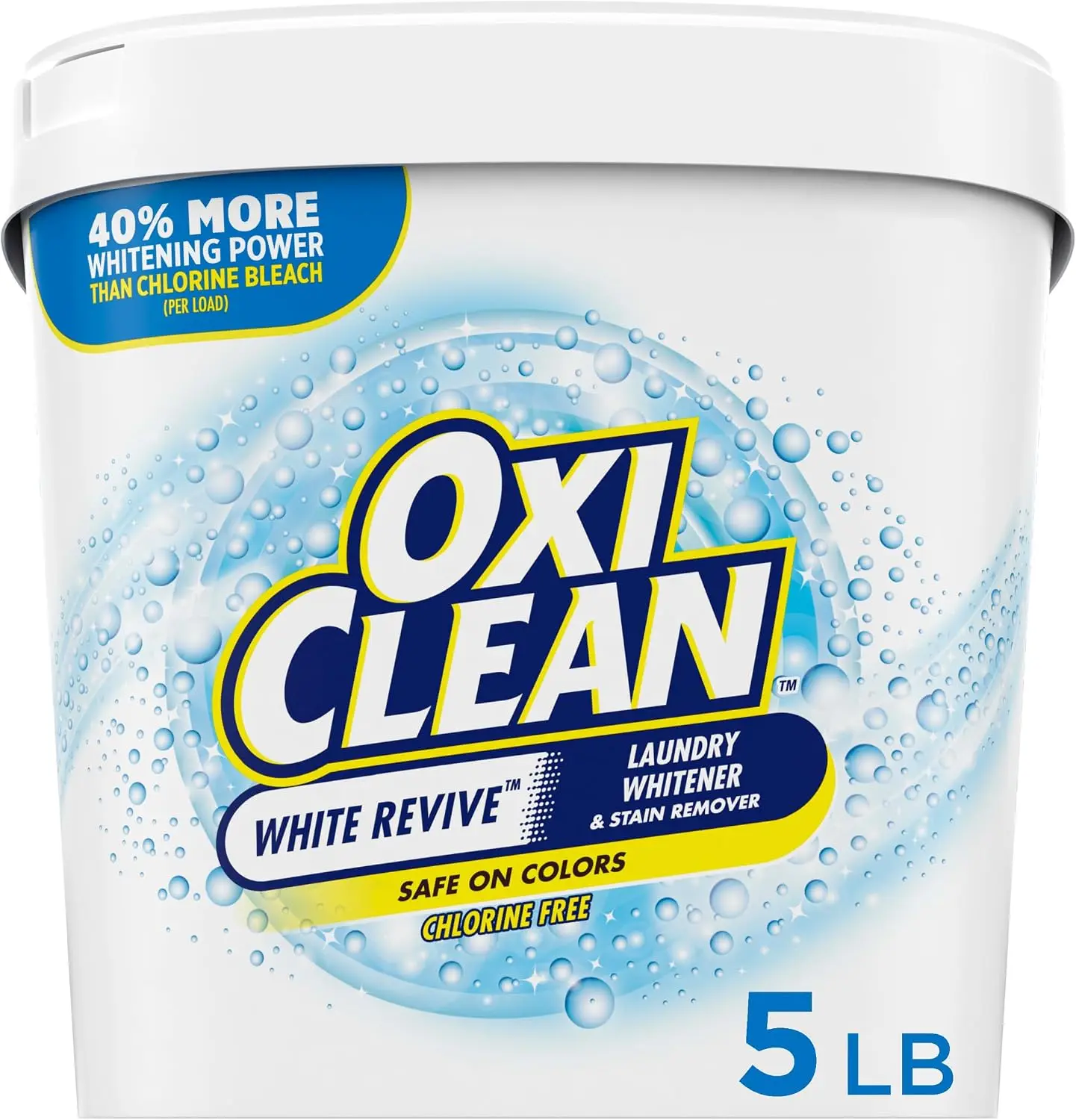 White Revive Laundry Whitener & Stain Remover Powder - Bleach-Alternative All-Purpose Home Care Cleaner, 5 lb Container