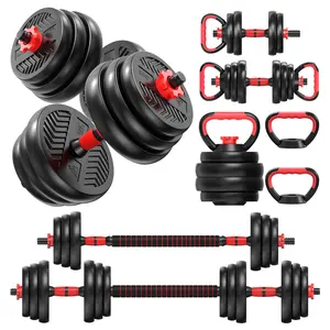 4 in 1 Adjustable Weight Dumbbell Set, Versatile Weights Home Gym Equipment with Dumbbell, Barbell, Kettlebell, Push-Up Modes for Total Body Workouts
