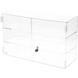 Plymor Clear Acrylic Rectangular Locking Display Case, 2 Shelves