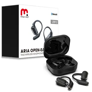 MyBat Pro Aria Open Ear True Wireless Bluetooth Headphones 5.3 with Microphone, IPX5 Waterproof, Earbuds with Earhooks for Long-Lasting Comfort, Fast Charging, 18HRS Playtime, Compatible with iPhone & Android for Meeting, Driving, Traveling, Black