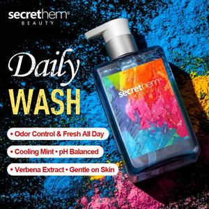 Secrethem Men's Intimate Wash,pH-Balanced,Mint & Verbena Cleanser for Odor Control, Less Scrathch,Less Stink,Freshness & Sensitive Skin