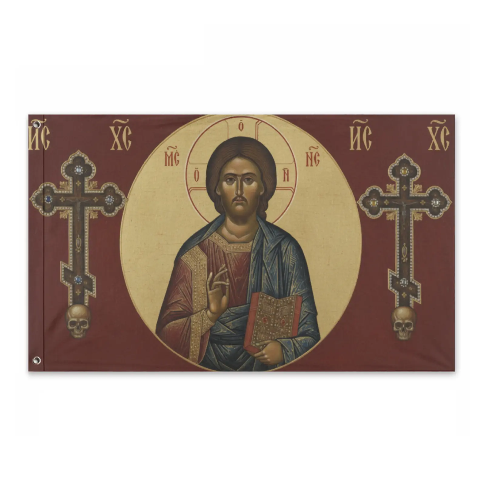 3X5 Outdoor Orthodox Christian Icon of Jesus Christ Flag, Polyester Banner Flag, Durable, Machine Washable, Suitable For College And Home Garden Decor Indoor Outdoor, Garden Flag House Flag Banner Decoration Courtyard Porch Lawn 90Cm*150Cm