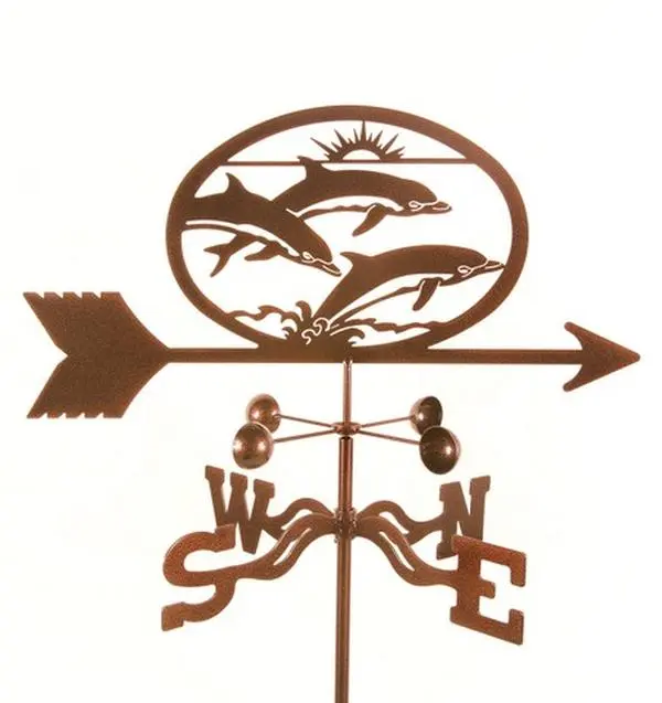 EZ Vane EZ1309-GR Whimsical Metal Dolphins Weathervane, 70" h x 21" w x 9" l, Powder Coated, Ewns Directional, with Garden Mount