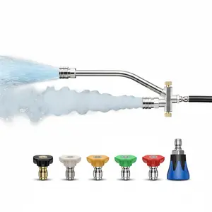 Dual Head Connector High Pressure Washer Wand for Garden Hose with 5 Adjustable Nozzles & Quick Connector | Power Jet Spray Gun for Car Wash, Patio, Driveway & Outdoor Cleaning